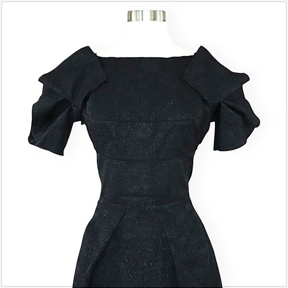 Roland Mouret Diana Dress Black Shimmer Brocade Evening Cocktail $3565 New NWT 6 - Picture 4 of 8